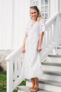 Lunette Emb Dress White