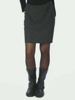 Lunna Check Short Skirt Antracit