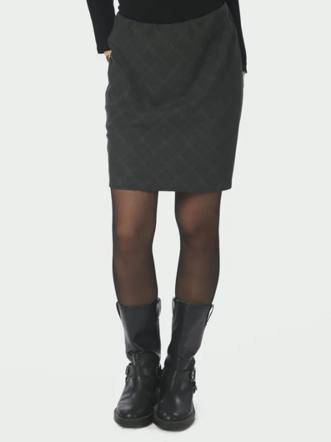 Lunna Check Short Skirt Antracit