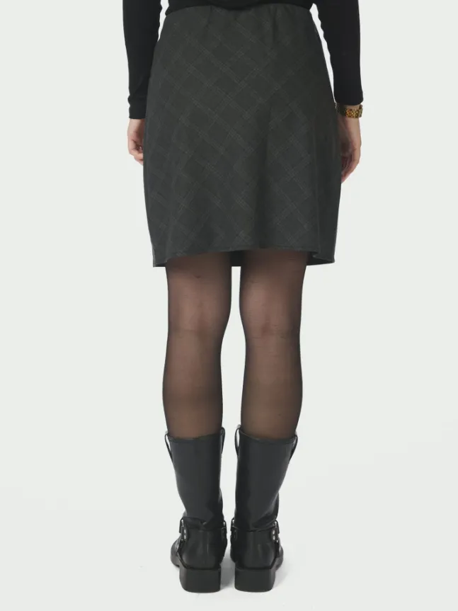 Lunna Check Short Skirt Antracit