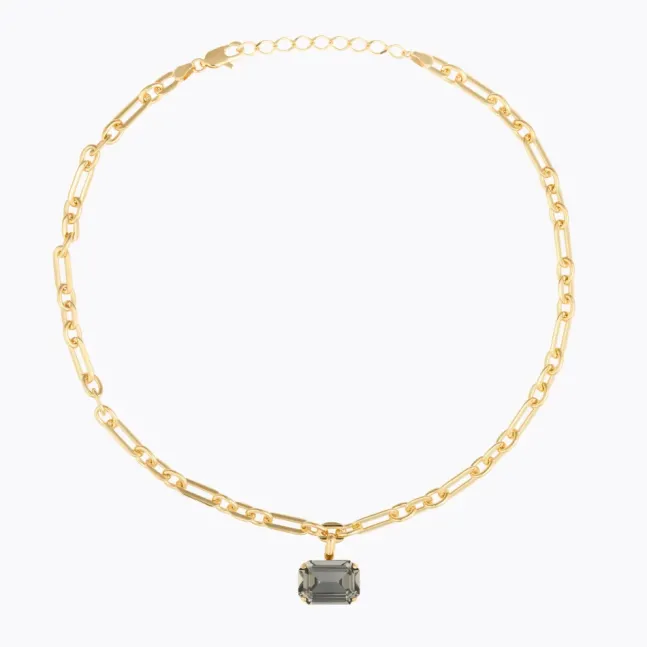 Lydia Chain Necklace Gold Black Diamond