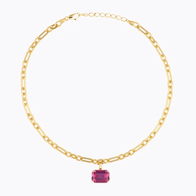 Lydia Chain Necklace Gold Dark Rose