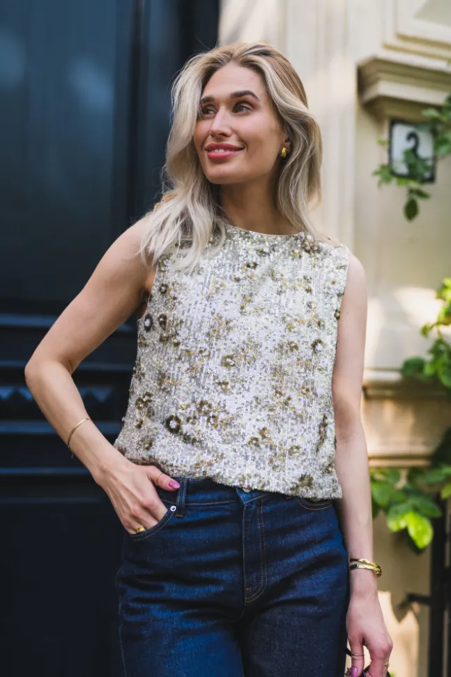 Magnolia SL Top EMB Silver/T Coco