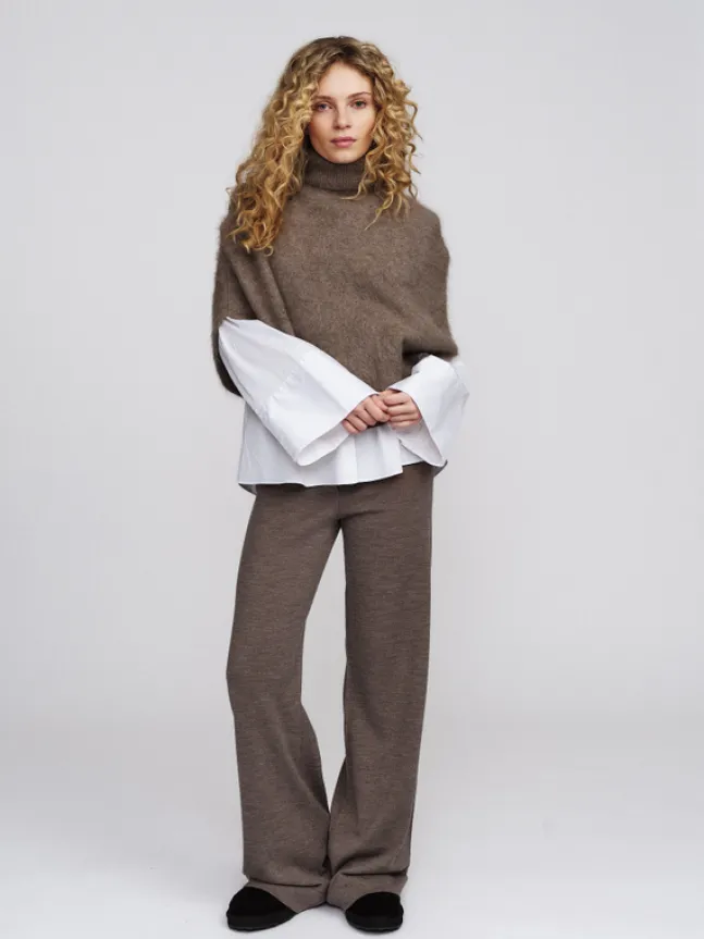 Maiken Brushed Poncho Light Brown