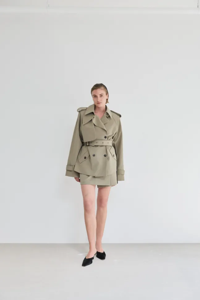 Majorstuen Trench Short Khaki