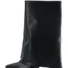 Maralyn Fold Over Boot Faux Leather Black