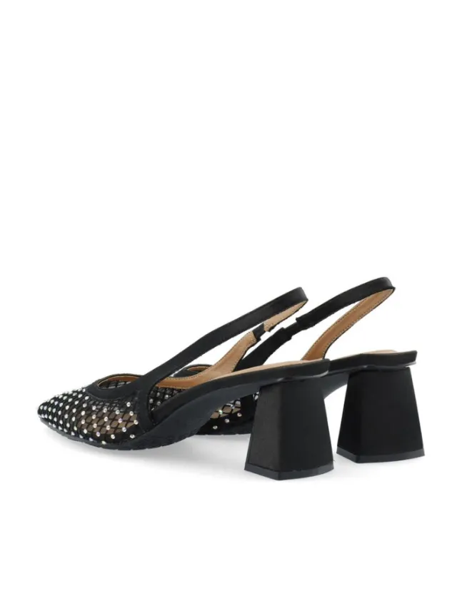 Maralyn Slingback Rhinestone Mesh Black