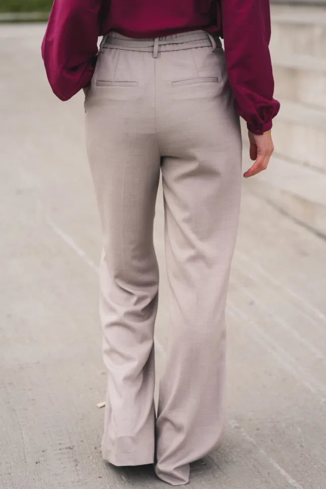 Marceli HW Pants Long Warm Light Grey Melange
