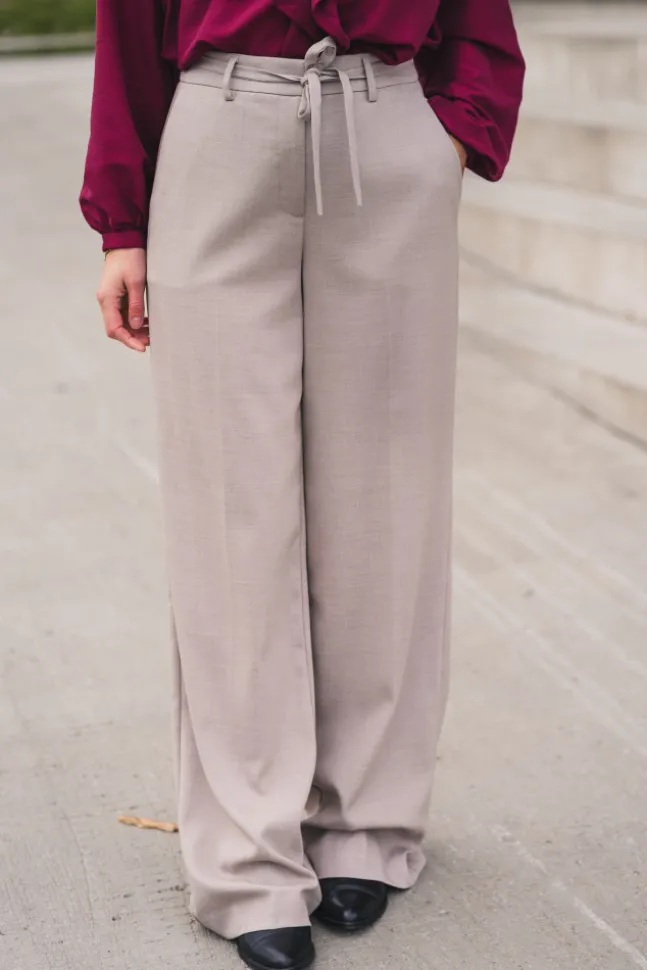 Marceli HW Pants Long Warm Light Grey Melange