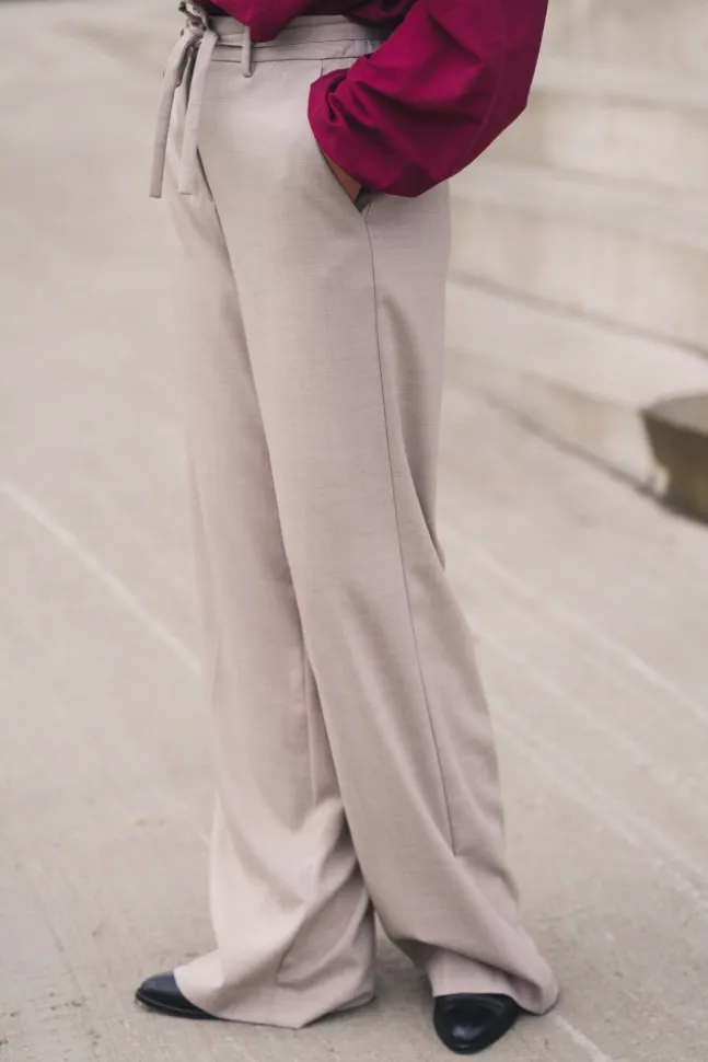 Marceli HW Pants Long Warm Light Grey Melange