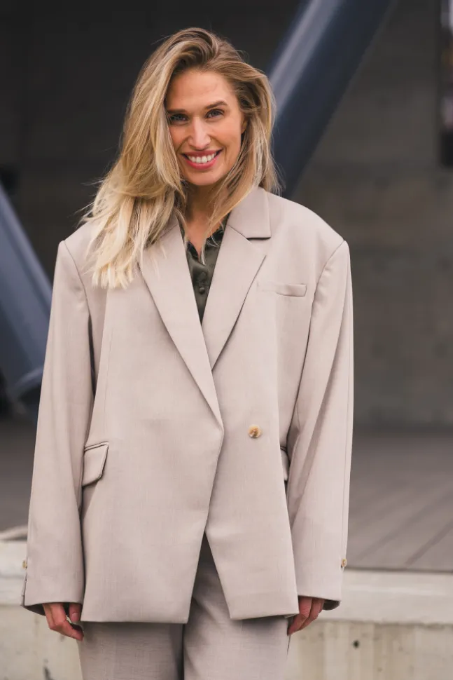 Marceli Oversized Blazer Warm Light Grey Melange