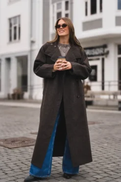 Marcel Mini Check Coat Brown