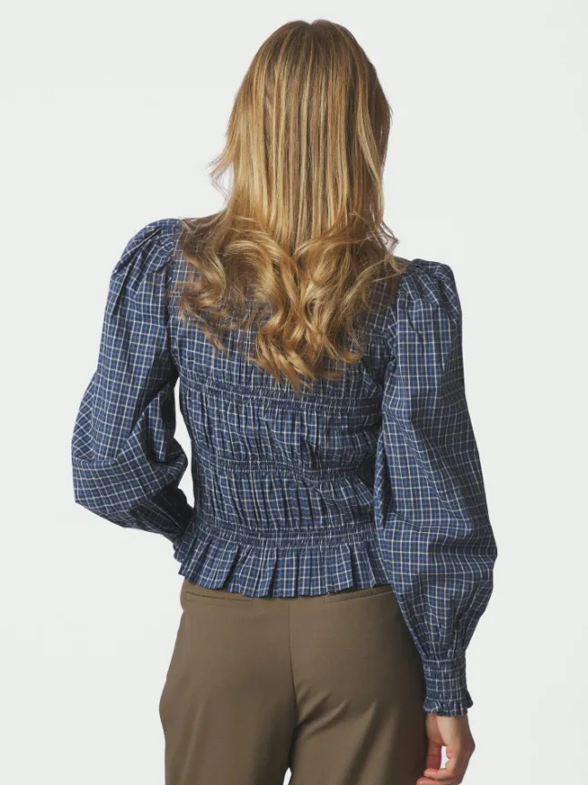 Marcia Check Blouse Blue