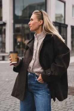Mariel Mini Check Jacket Brown