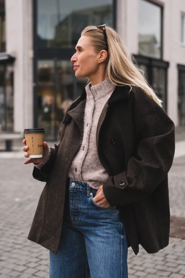 Mariel Mini Check Jacket Brown