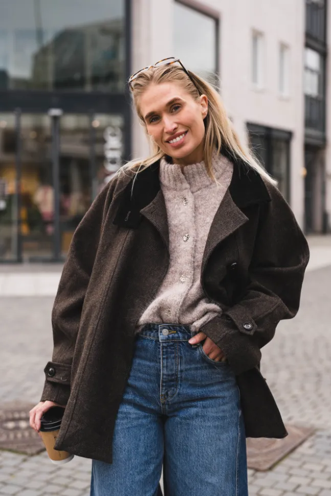 Mariel Mini Check Jacket Brown