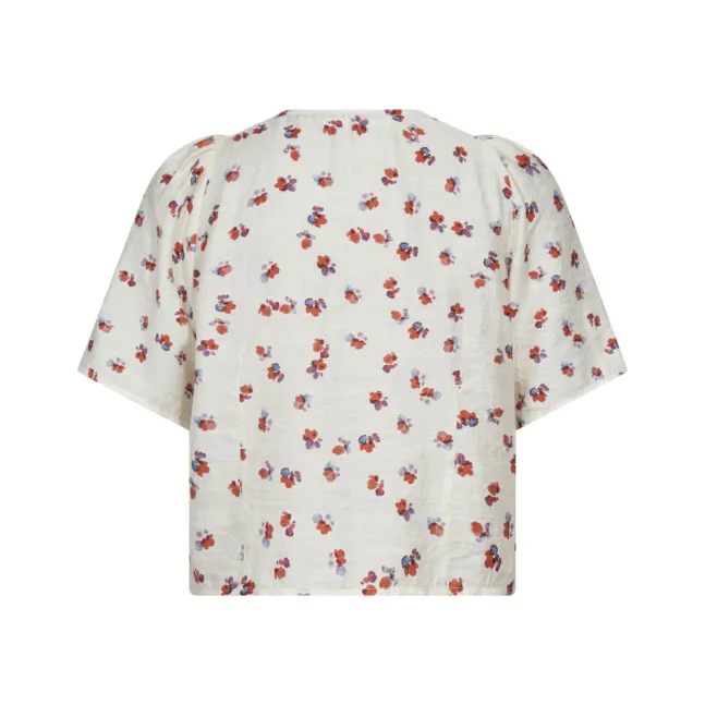 Maris Flower SS V-Shirt Offwhite
