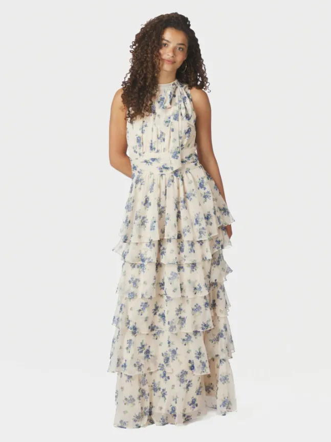 Marli Amazing Chiffon Rose Dress Light Blue