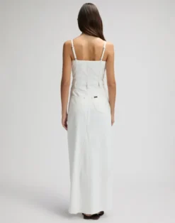 Maxi Denim Dress Powder White
