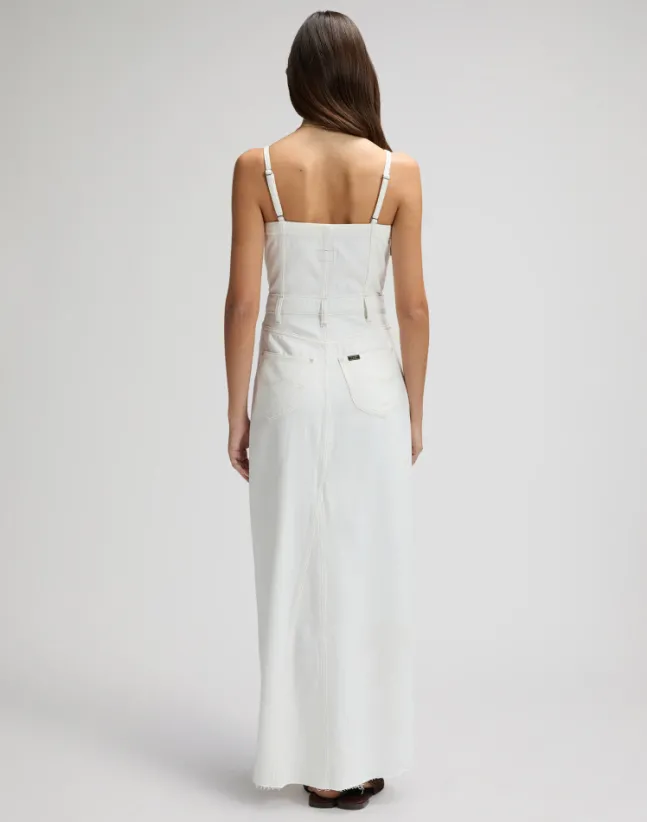 Maxi Denim Dress Powder White