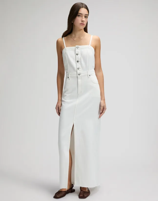Maxi Denim Dress Powder White