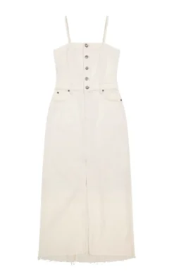 Maxi Denim Dress Powder White