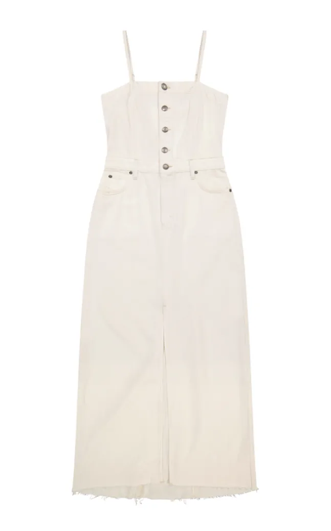Maxi Denim Dress Powder White