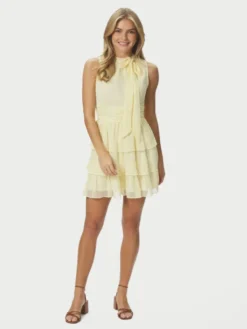 May Solid Chiffon Dress Light Yellow