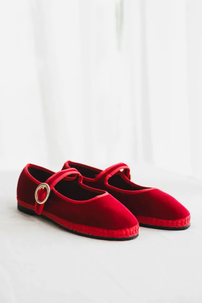 Mellark Mary Jane Velvet Red