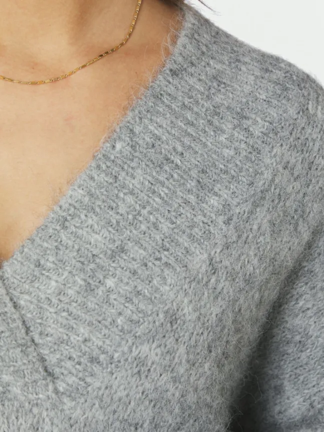 Melli Fluffy Knit Blouse Grey Melange