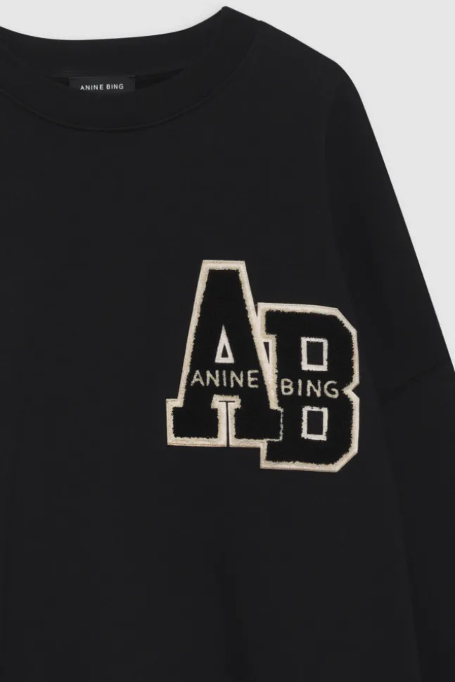 Miles Oversized Sweatshirt Letterman Black