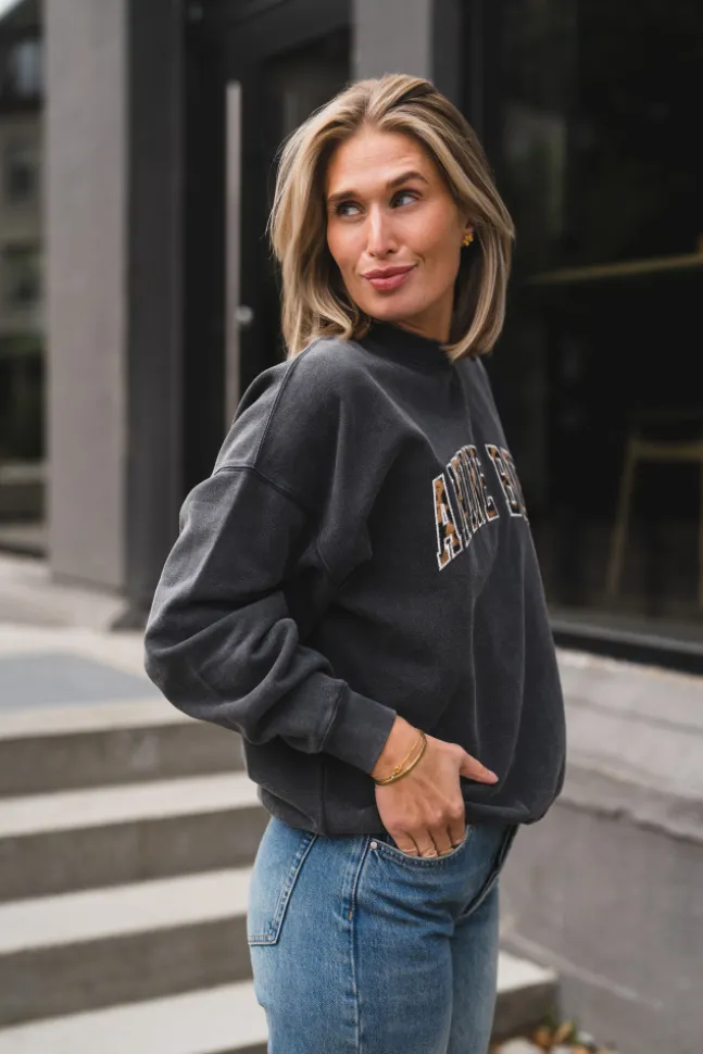 Miles Sweatshirt Anine Bing Leopard Washed Black