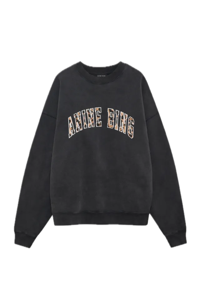 Miles Sweatshirt Anine Bing Leopard Washed Black