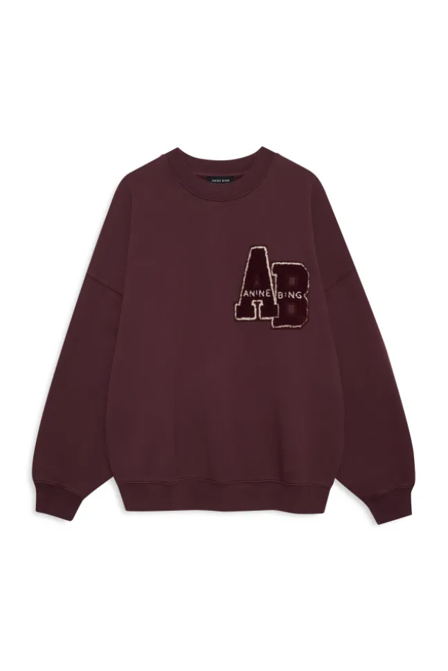 Miles Sweatshirt Letterman Fig Burgundy