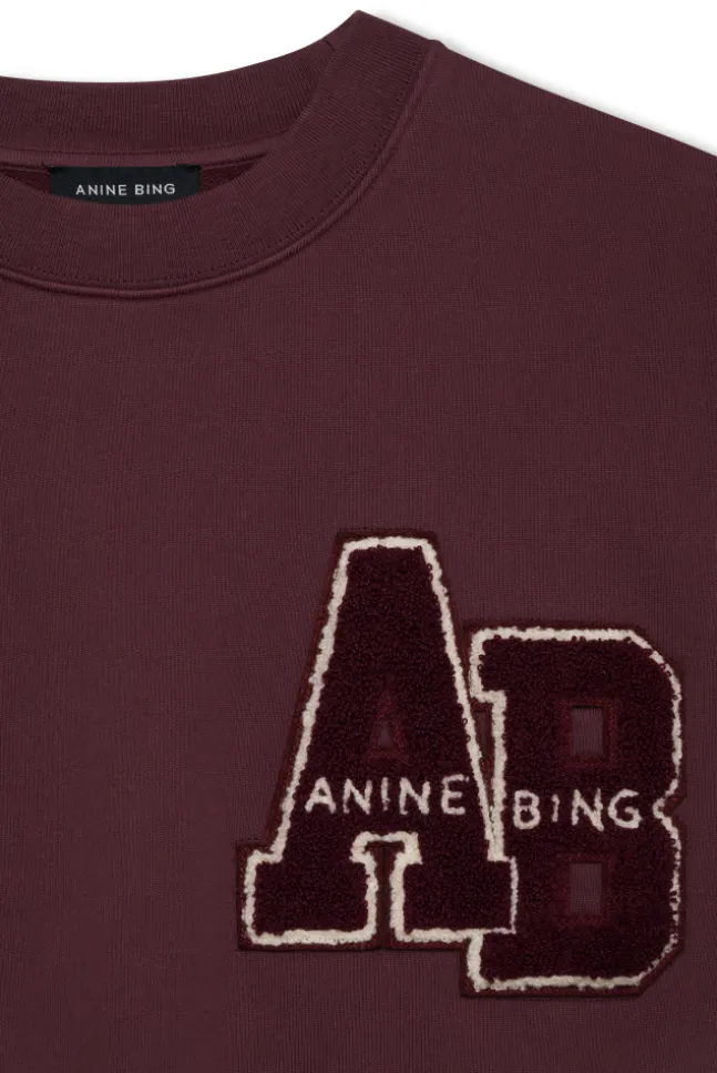 Miles Sweatshirt Letterman Fig Burgundy
