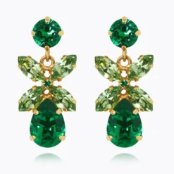 Mini Dione Earrings Gold Majestic Green Combo