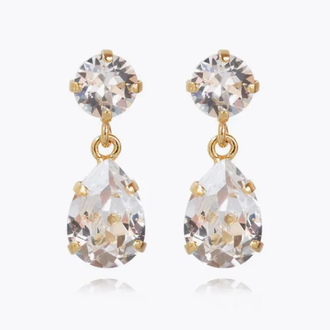 Mini Drop Earrings Gold Crystal