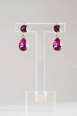 Mini Drop Earrings Gold Dark Rose