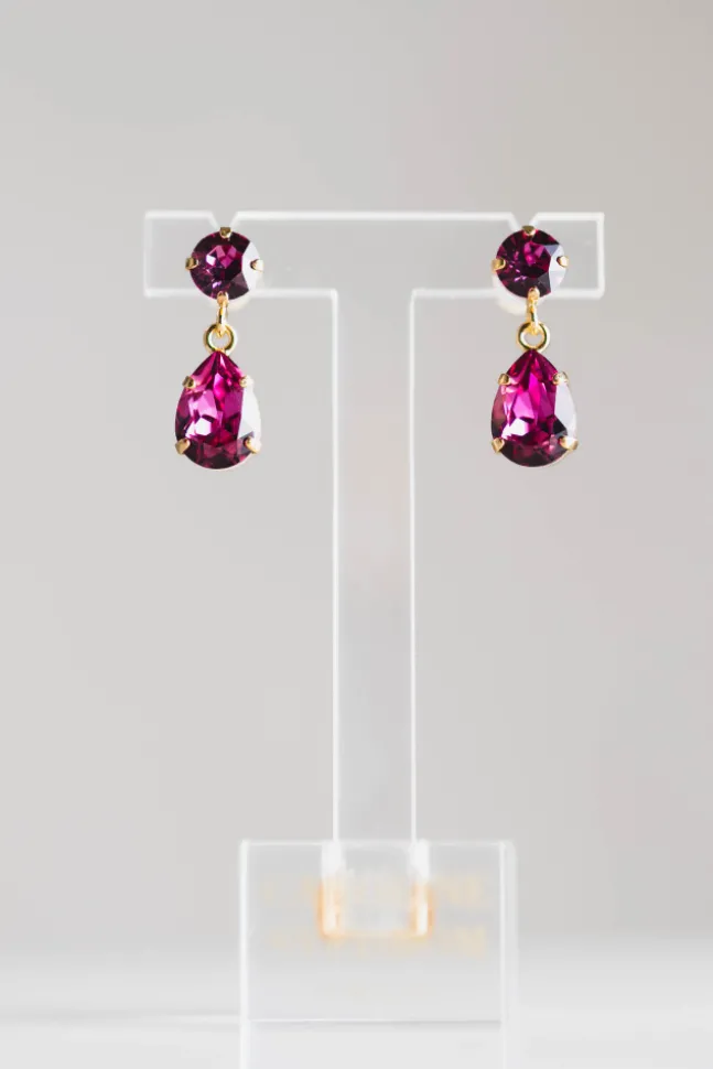 Mini Drop Earrings Gold Dark Rose