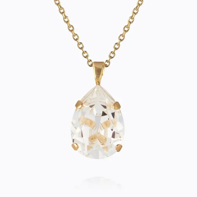 Mini Drop Necklace Gold Crystal