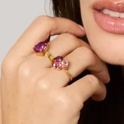 Mini Drop Ring Gold Dark Rose