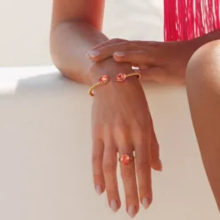 Mini Drop Ring Gold Rose Peach