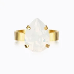 Mini Drop Ring Gold White Opal