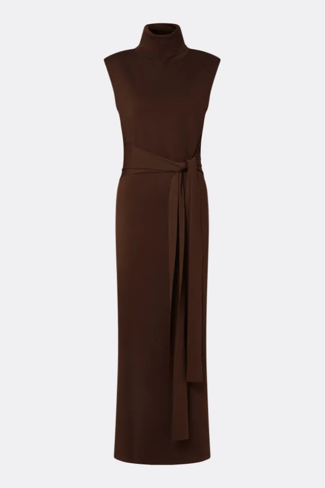 Minna Waist Tie Knitted Maxi Dress Dark Brown