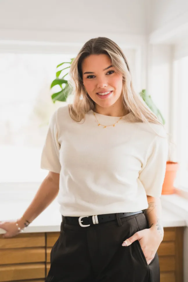 Missy Knit Tee Creme
