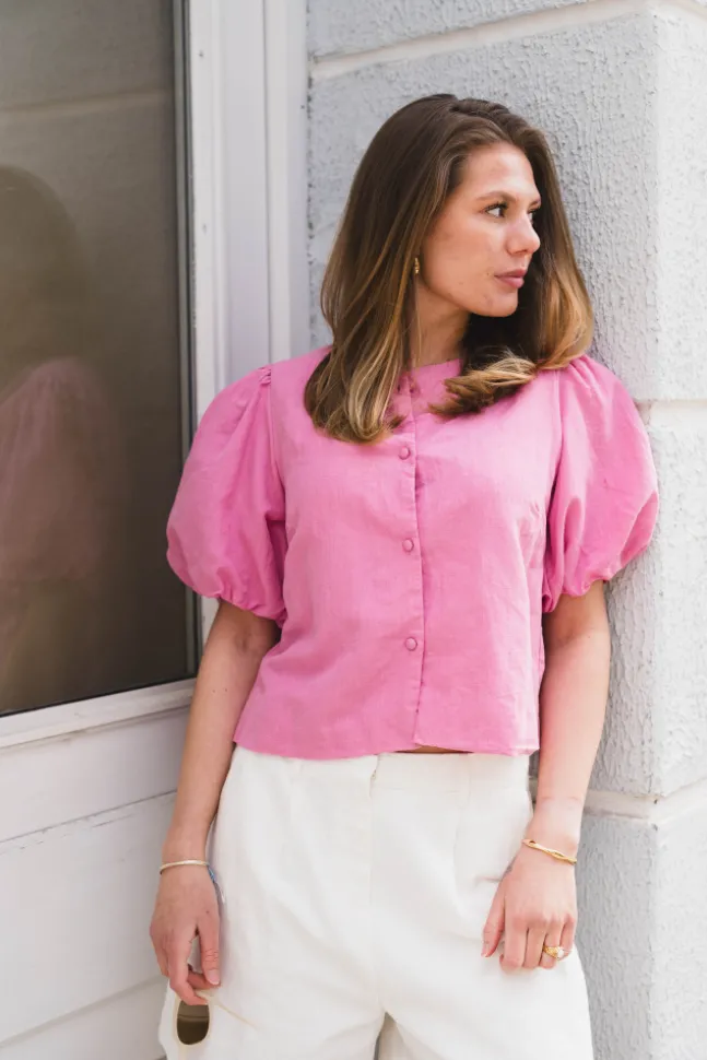 Moisa Linen Blouse Pink