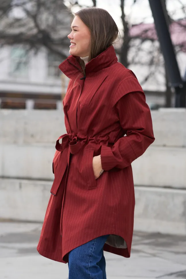 Monsun Coat Russet Pinstripe