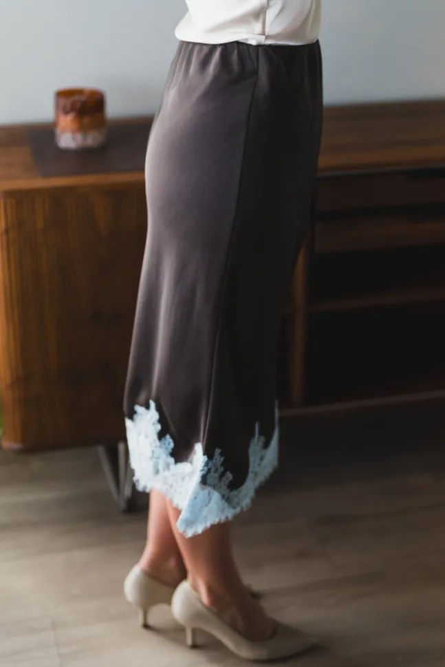 Naira Lace Skirt Dark Brown