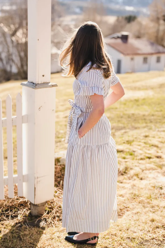 Nellie Wide Stripe Dress Ivory