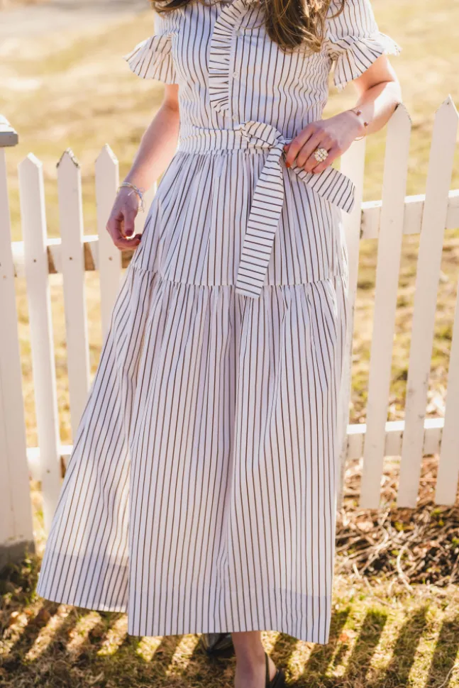 Nellie Wide Stripe Dress Ivory